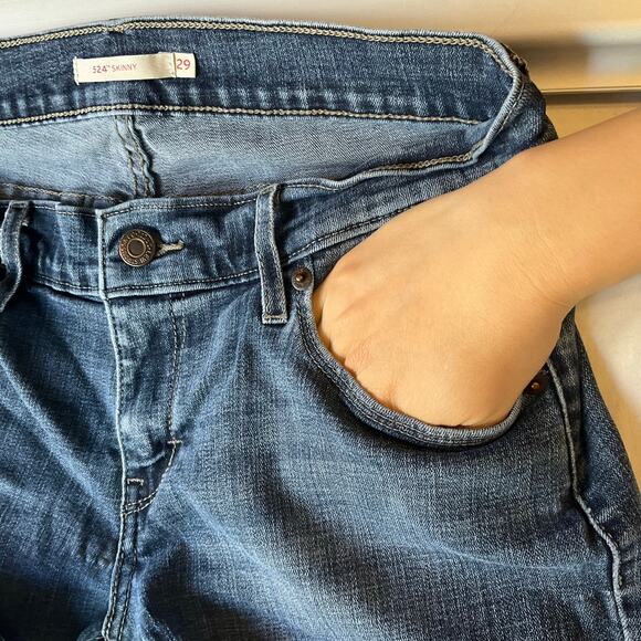 Levi’s Women Skinny Jeans size W29 L32 Blue Mid Rise Stretch Boot Cut - Picture 8 of 12